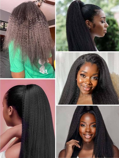 Flooyeer Seamless Clip in Hair Extensions Human Hair, Ultra-thin PU Weft, Kinky Straight 18 inch 130g 9pcs, 1B Natural Black, Clip in Hair Extensions, Clip ins Real Human Hair Black Women