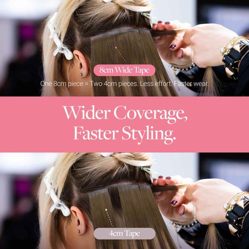 GOO GOO Tape in Hair Extensions Human Hair, 4/27/4 Balayage Chocolate Brown to Caramel Blonde, 8cm Wide Tape, 18inch 10pcs 50g, Tape Weft Hair Extensions, Real Human Hair, Seamless Tape in