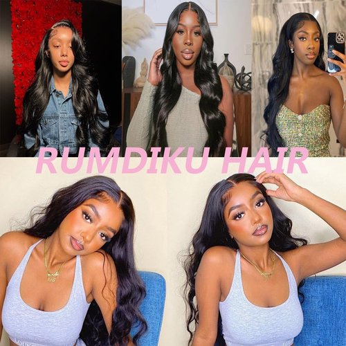 Rumdiku 12A Human Hair Bundles 20 20 20 Inch Body Wave 100% Unprocessed Brazilian Virgin 3 Bundles Double Weft Body Wave Natural Black