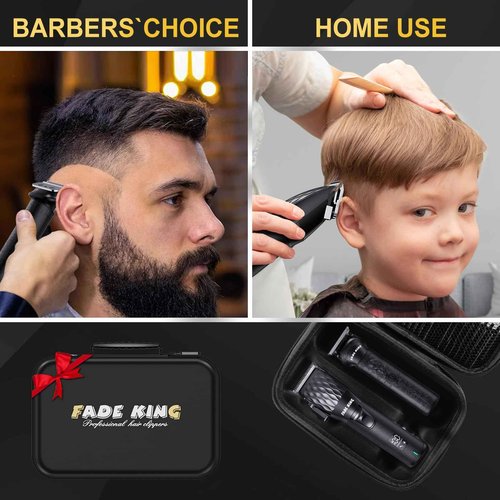 FADEKING® Professional Hair Clippers for Men - Cordless Beard Trimmer for Men, LCD Display Hair Clippers and Trimmer Set for Barber Haircut & Mens Grooming with Travel Case(Black)