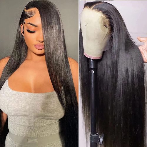 Queen Story 24 Inch HD Lace Front Wig 13x4 Lace Front Wig Straight Human Hair Wig 180% Density 9A Brazilian Virgin Human Hair Lace Front Wig for Women Natural Hairline