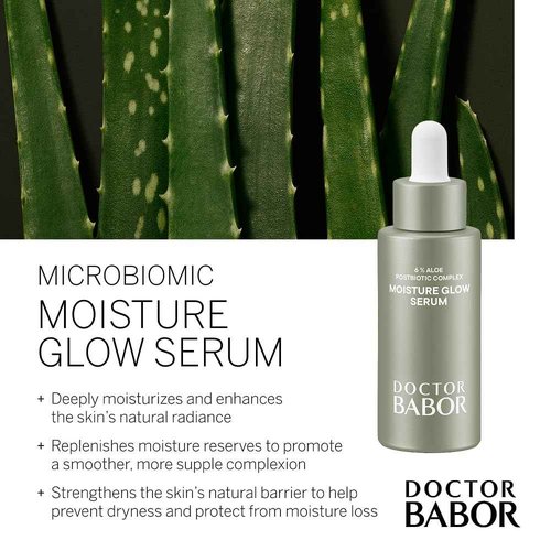 BABOR Microbiomic Moisture Glow Serum, Probiotic Face Serum with Light Reflecting Pigments to Give Skin Radiant Glow, Hyaluronic Acid & Aloe Vera for Plump Moisturized Skin, 1 oz