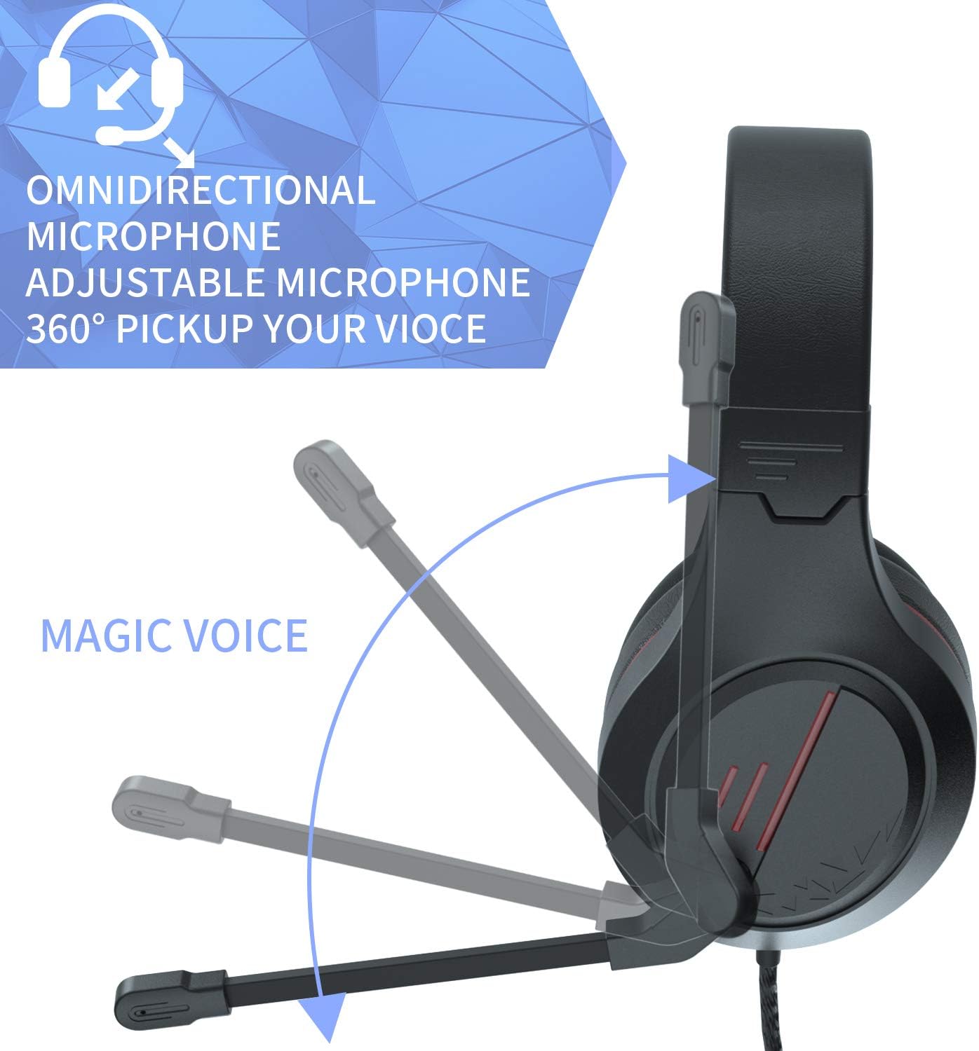 Anivia MH601 Headphones with Microphone LED Wired Headset with Active Noise Canceling Microphone, 3.5mm Audio Jack Stereo Headphone - Red (Game/Work/School)