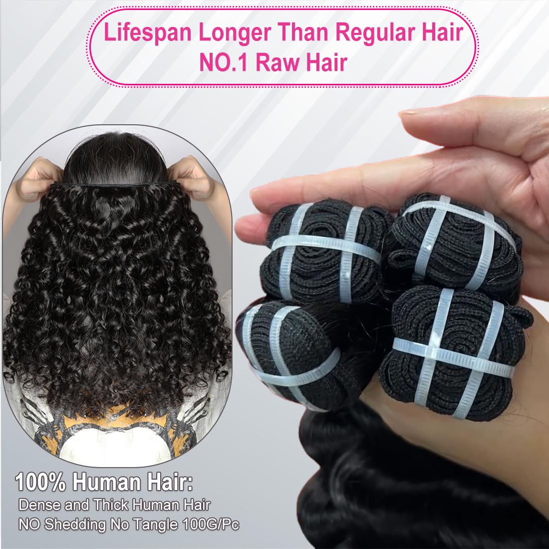 15A Burmese Deep Wave Bundles Human Hair 26 Inch 1 Bundle Tangle Free Unprocessed Brazilian Virgin Hair Weft with Spiral Curly End for Women Deep Wave Human Hair Weft Extensions