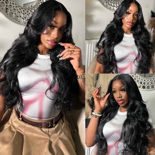 BELE 20 Inch Body Wave Lace Front Wigs Human Hair Pre Plucked With Bleached Knots Glueless 13x4 HD Lace Frontal Wigs 180 Density Natural Color 100% Brazilian Virgin Human Hair Wig For Women