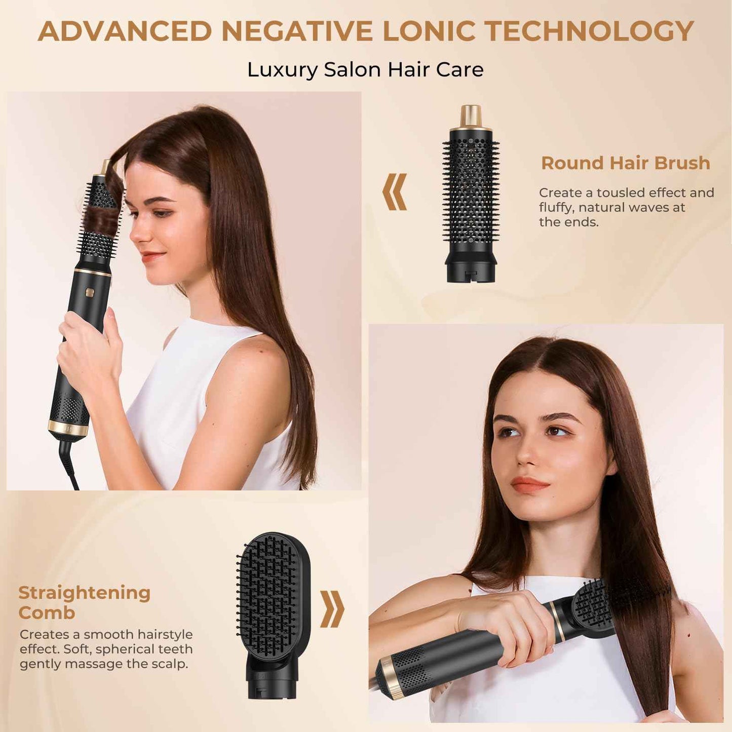 Hair Dryer Brush 5 in 1, Negative Ion Blow Dryer Brush Set Upgrade Hot Air Brush As A Gift for Straight/Curl/Drying/Smoothing Air Styler Curling Wrap Air Curler, Curling Iron Hair Styling Tools