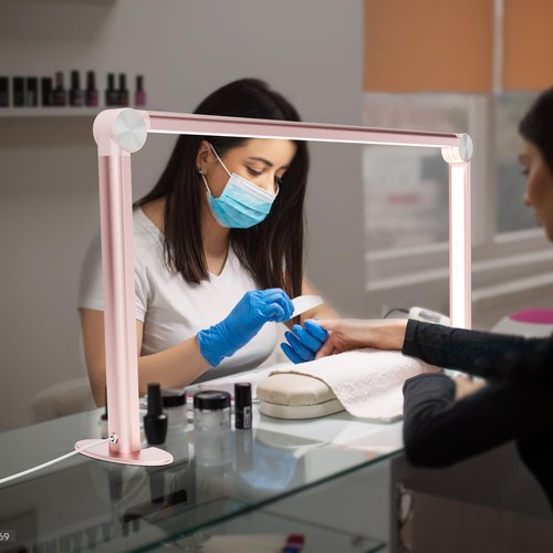 gelpal Nail Tech Lamp for Desk，30" 48W Professionals Led Light, Desk Lamp for Lash Eyelash Extension,Color Temperature 2700K-6000K, Full fold Makeup lamp,Salon&Home(Pink)