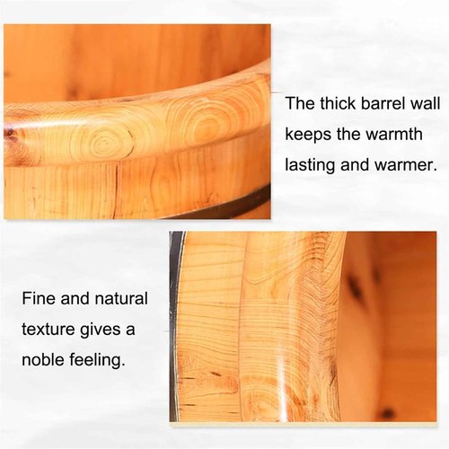 Wooden Foot Bath with Wheels,Wooden Foot Basin with Lid,Wood Foot Bath Bucket,Tina para Pedicure Tub Foot Spa Massage，Household Thicken Foot Soak Tub 泡脚桶…