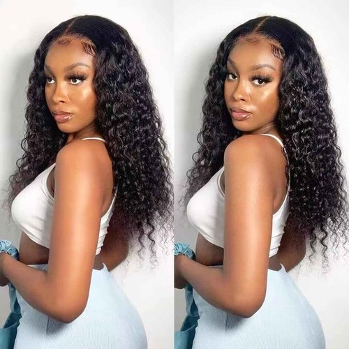 ALLRUN Wear and Go 4x4 Water Wave Closure Wig Human Hair 20 Inch Curly Wig for Black Women Glueless HD Lace Pre-Cut Pre-Plucked Bleached 180% Density