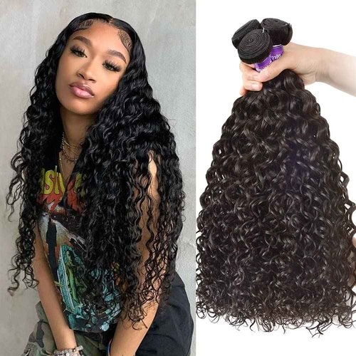 Aopusi Brazilian Hair Bundles Water Wave Virgin Remy Human Hair (18 20 22 Inch) Water Curly Wet and Wavy 3 Bundles/Lot Hair Weft Natural Color for Black Women