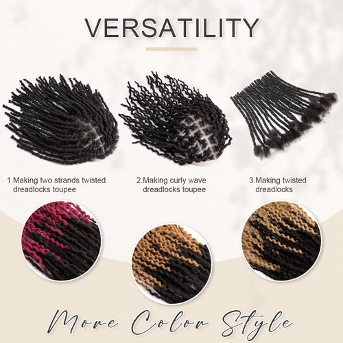 DAIXI Curly Wave Loc Extensions Human Hair, 100% Real Human Hair Dreadlock Extensions for Man/Women Handmade Permanent Dread Extensions Can Be Dyed Bleached Twisted (0.4cm, 1B, 12 Inch 30 Strands)