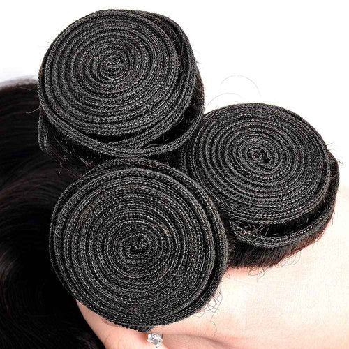 Human Hair Bundles Straight Bundles 26 28 30 Inch Unprocessed Brazilian Virgin Hair Weave 3 Bundles Straight Human Hair Extensions #1B Natural Color Bundle 50 Grams Per Bundle