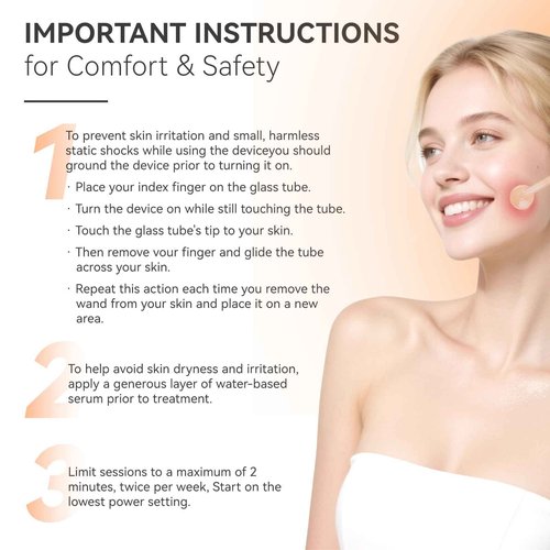 Skin Therapy Wand - Portable Skin Therapy Machine with 6 Glass Tubes - Clarifying - Skin Tightening & Radiance - Wrinkle Reducing