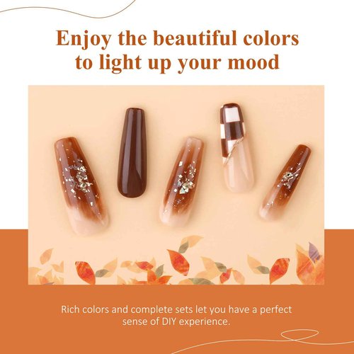 Arousar Gel Polish Kit, 48pcs Nail Gel Polish Set for Christmas, 42 Winter Colors Nude Brown Sliver Pink Coffee Starter Kit with Builder Nail Gel, Base & 4 Top Coat for Nail Art Manicure DIY at Home