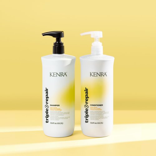 Kenra Professional Triple Repair Shampoo & Conditioner Set | Targets & Repairs Weak or Broken Bonds | Split Ends | Damaged Hair | Bond Builder | Sulfate-Free | Liter Duo