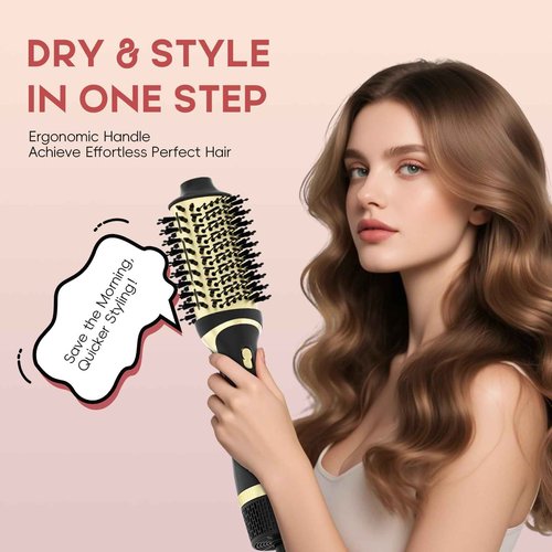 Nycoba Hair Dryer Brush, Multifunctional Hot Air Brush with 4 Adjustable Heat Settings for All Hair Types, Negative Ion Technology & Quick Drying