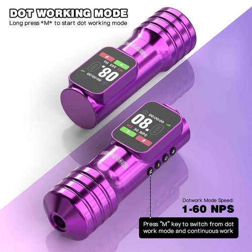 Wormhole Tattoo Gun Kit with Xtreme Tattoo Ink, Aluminum Alloy Wireless Tattoo Pen with Dot Working Mode for Professional Artist - Ink Cartridge System for Tattoos