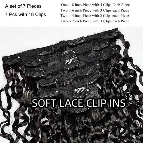Burmese Curly Clip in Hair Extensions Human Hair 3C4A Lace Clip in Human Hair Extensions 7pcs 120g/set Spirally Curly Classic Clips Ins Real Human Hair Extension Full Head For Black Women 20 Inch