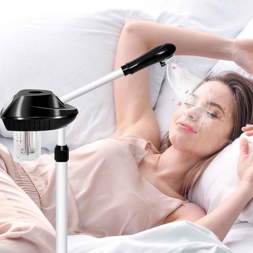 Facial Steamer Professional on Wheels with Time Setting, Estheticians Steamer with More Steam for Deep Cleansing and Hydration, Face Steamer Adjustable Height for Spa, Salon and Home Use