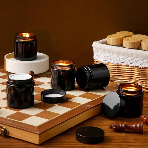 Norme 4 oz Glass Jars with Lids Leakproof Round Airtight Empty Cosmetic Jars with Inner Liners Lid for Storing Lotions Powder Ointments Candle Making Tins(96 Pcs,Black)