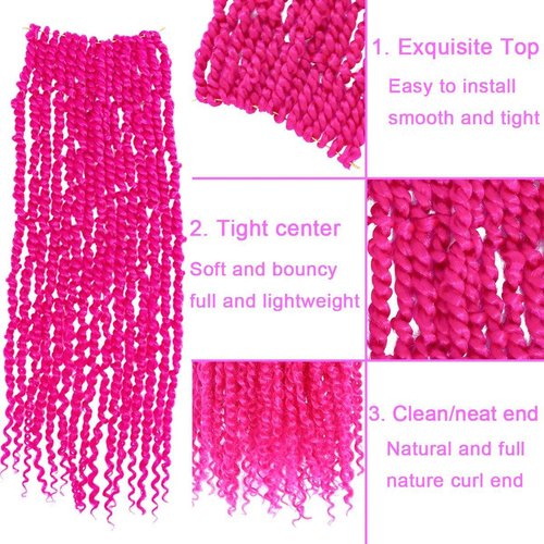 6Packs Long Pink Passion Twist Corchet Hair 32inch Pre-Looped Crochet Braids Long Pretwisted Passion Twist Braiding Hair Extensions for Women(11strands/pack, Pink#)