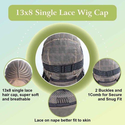 Vecago 36 Inch Cornrow Braided Wigs for Black Women, Knotless 13x8 Box Braid Lace Front Wigs with Baby Hair Black Synthetic Corn Braid Wig