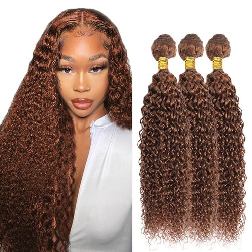 Light Brown Bundles Color #30 Water Wave Bundles 20 22 24 Inch Peruvian Virgin Remy Hair Extensions Niegmeag Light Brown Wet and Wavy Bundle