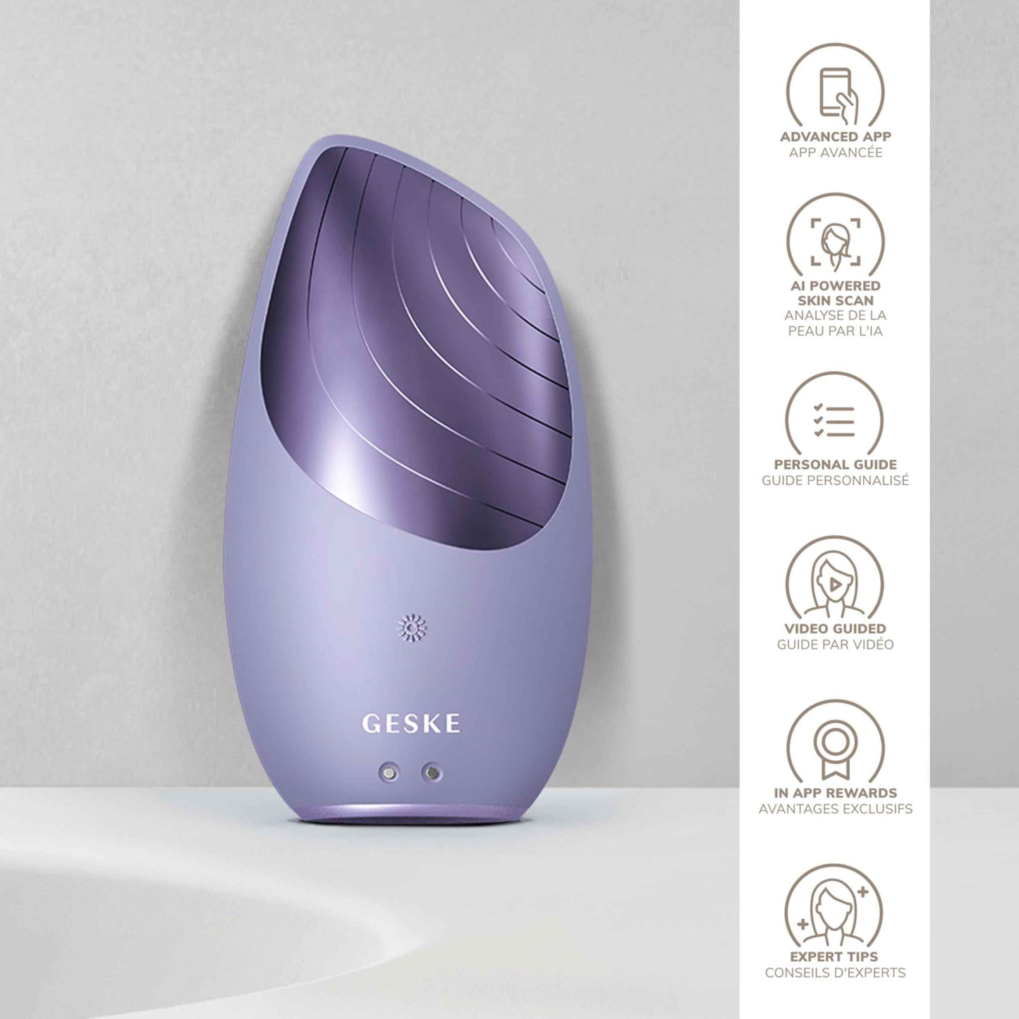 GESKE SmartAppGuided Sonic Thermo Facial Brush | 6 in 1 | Skin Cleansing | Cleansing Brush with Thermal Function | Electric Facial Massager