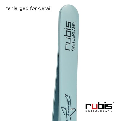 Rubis Classic Come Fly with Me Stainless Steel Slanted Tweezers for Precise Eyebrows and Hair Removal, The Emotional Collection, Light Blue Pastel,Rubis Switzerland Swiss Made World Renowned Precision