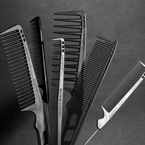 Olivia Garden CarbonLite carbon comb 6-pc pouch: 1 x CL-1, 1 x CL-2, 1 x CL-3, 1 x CL-4, 1 x CL-5, 1 x CL-6