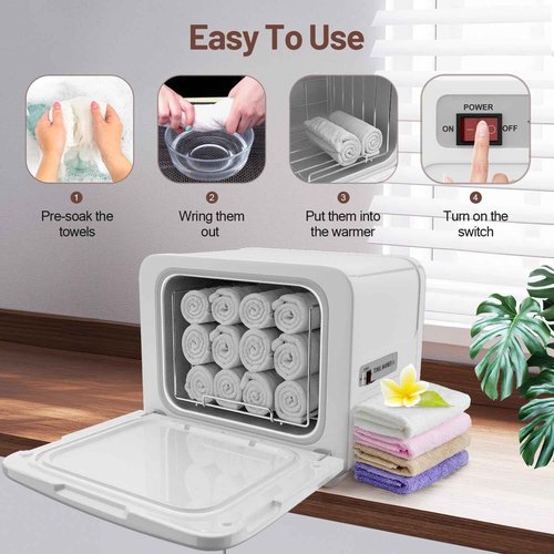 Utenzi Hot Towel Warmer, 8.5L Mini Towel Warmer Cabinet, Professional Small Towel Heating Box with Stainless Steel Rack, Premium Towel Heater for Spa, Beauty Salon, Barber, Massage, Gym, Home, White