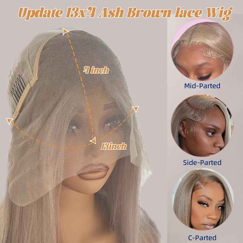 Smavida Ash Blonde HD Transparent Blunt Cut Ash Blonde Bob Wig Human Hair Pre Plucked 13x4 Blonde Lace Front Wigs with Baby Hair Hairline 100% Unprocessed Human Virgin Hair Glueless Bob Wigs