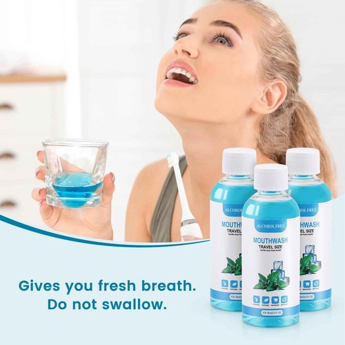 100 pcs Travel Size Mouthwash Bulk, 80ml/2.7fl oz, Fresh Mint Portable Mini Mouthwash Individual Bottles for Travel Toiletry Kits
