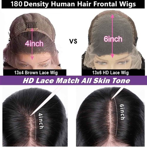 Manorshen Deep Wave Lace Front Wigs Human Hair 13x6 HD Transparent 180% Density Wet and Wavy Human Hair Wigs for Black Women Depp Curly Lace Front Wigs Pre Plucked with Baby Hair (26 Inch)