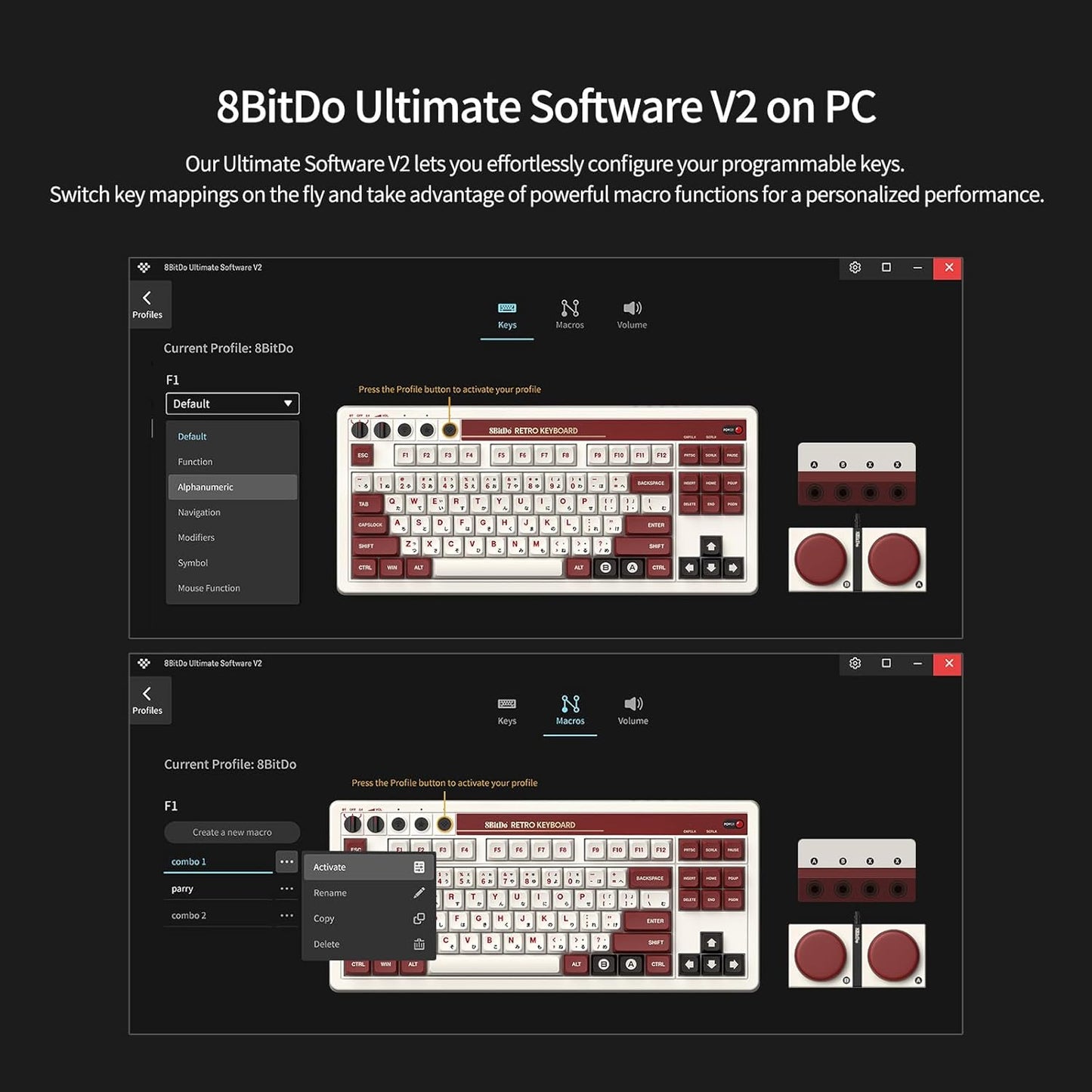 AKNES 8BitDo Retro 108 Mechanical Keyboard, Hot Swappable Gaming Keyboard with 108 Keys, Integrated Numpad, Dual Super Buttons, Bluetooth/2.4G/USB-C for Windows & Android - Fami Edition