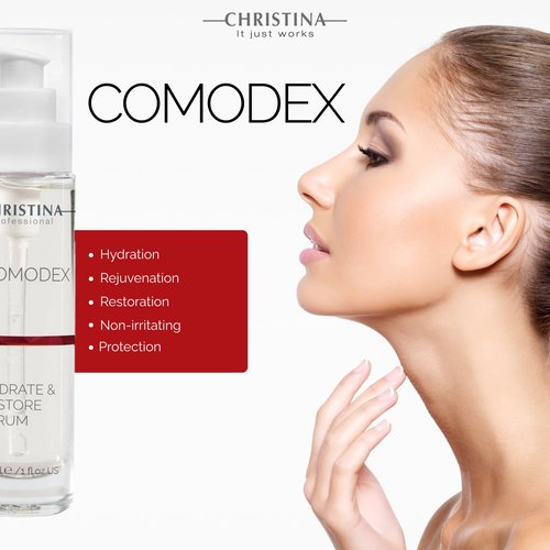 Christina Comodex Hydrate & Restore Serum with Hyaluronic Acid - 30ml - Facial Hydrating Serum to Regenerate & Rejuvenate - For Dehydrated Oily, Open Pores, Combination, & Nomal Skin