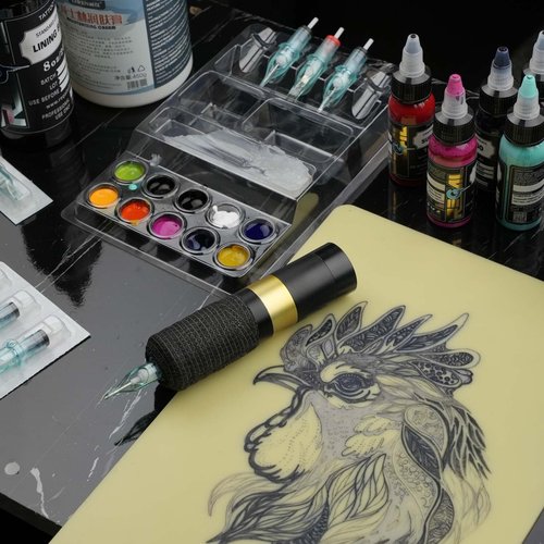 Dragoart Phantom Tattoo Machine, 2 * 1300mAh Battery Power Supply LED Screen Wireless Tattoo Machine Coreless Motor Professional Tattoo Machine Gun for Wireless or Wired RCA (3.5mm Stroke, Black)