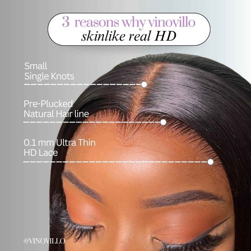 VINOVILLO 6x6 Skinlike Real HD Lace Closure Only Straight Ultra Thin Invisible Lace Virgin Human Hair Closure Pre Plucked Natural Hairline Sew In Closure Piece 16 Inch Natural Black