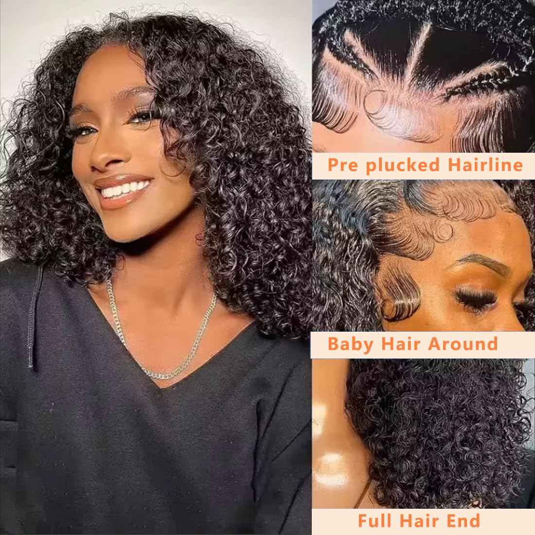 250% Density Kinkycurly Wig Human Hair 13X6 HD Lace Front Curly Human Hair Wig With Baby Hair Afro Kinkys Curly Wig For Women Real Human Hair 16inch