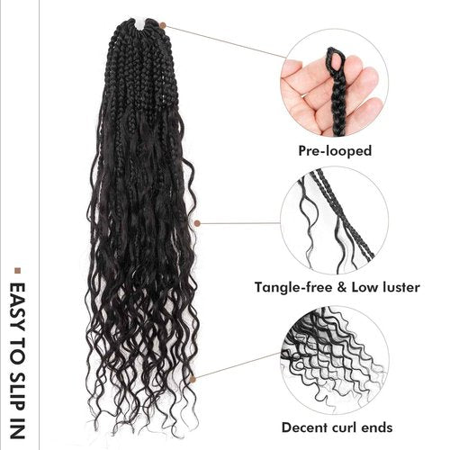 ToyoTress Boho Crochet Braids Human Hair - 14 Inch 8 Packs (96 Strands) Handmade Pre-Looped Crochet Hair For Black Women, Natural Black Pre-Twisted Short Bob Human Braiding Hair (14 Inch, 1B-8P)