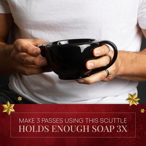 Savanna Shaving Scuttle Mug Kit - Shaving Bowl With Shave Soap, Shave Brush, Porcelain Scuttle Shaving Mug, Keeps Lather Hot, Creamy Lather, Hot Shave At Home Daily, Handmade Pottery, Great Gift