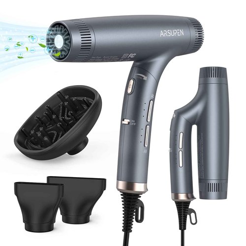 Professional High Speed Ionic Hair Dryer with Powerful Brushless Motor, Low Noise, Constant Temperature, Lightweight, Auto-Clean, Foldable