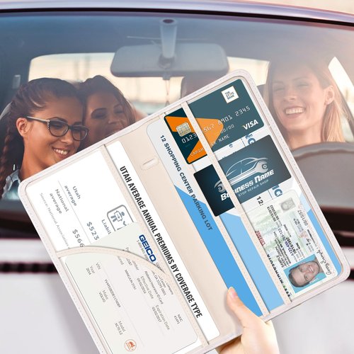 CoBak Car Registration and Insurance Holder - Vehicle Glove Box Car Organizer,Auto Truck Comparment Accessories Case with Magnetic Closure for Essential Document,Driver License,Cards