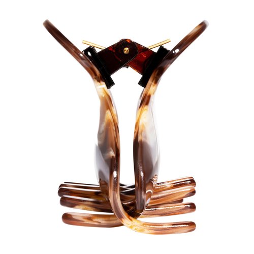 French Hair Clip for Women, Medium Couture Claw Clip for Thick or Fine Hair, Slip-Free Strong Hold, Lightweight, Damage-Free Design, Caramel Horn | France Luxe