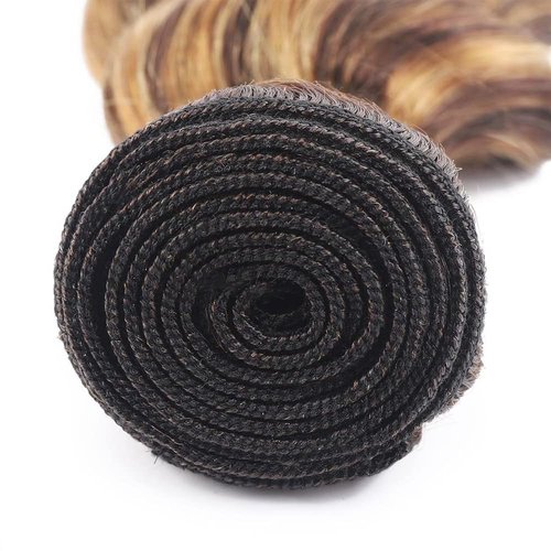 LOIUMGUU T1BP4/27 Honey Blonde Bundles Ombre Brown Kinky Curly Bundles 18 20 22 Inch Brown Mixed Blonde Human Hai Unprocessed Virgin Hair Extensions Double Weft