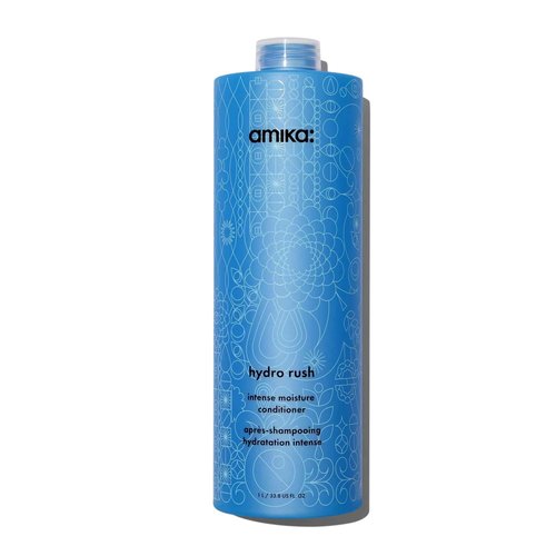 amika hydro rush intense moisture conditioner with hyaluronic acid, 1000ml | for dry, textured, or coarse hair types 2a-4c, long-lasting hydration, color-safe, keratin + chemically treated safe