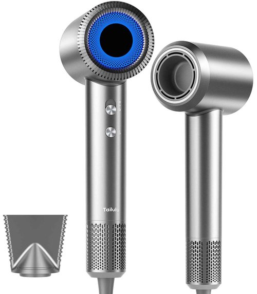 Hair Dryer, High-Speed Ionic Low Noise Blow Dryer with 160000 RPM Motor for Fast Drying, Thermo-Control Portable Hair Blow Dryer with Magnetic Nozzle for Home Travel Salon (P2306F Grey)