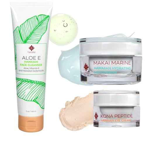 Hanalei Vegan and Cruelty-Free Skincare Set Made with Hawaiian Botanicals - Gentle Face Wash, Face Moisturizer, and Eye Cream For All Skin Types