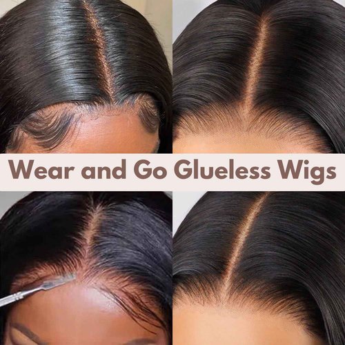 DULOVE Wear and Go Glueless Wigs Human Hair Pre Plucked Pre Cut 5x5 Deep Wave Wig 200 Density No Glue Ready to Wear for Black Women 18 inch
