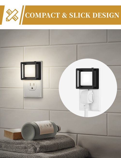 DORESshop Night Light [2 Pack], LED Night Light with Dusk to Dawn Sensor, Night Lights Plug Into Wall, Adjustable Brightness Nightlights for Adults, Bedroom, Bathroom, Kitchen, Daylight White 5000k
